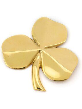 Brass Shamrock Wall Hanging - Good Luck Blessing Decor for Home or Office